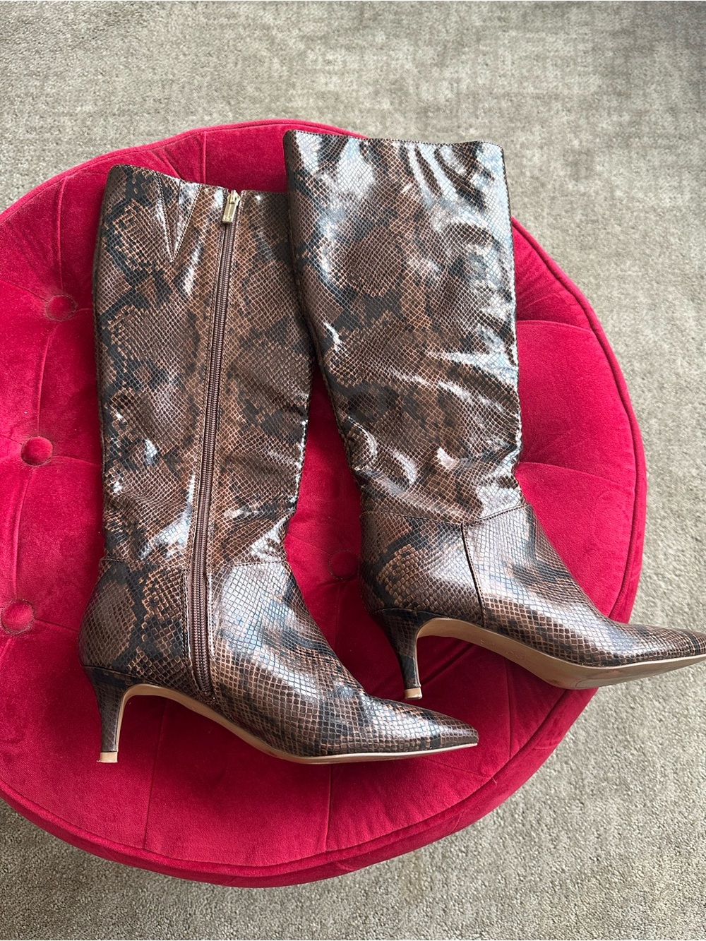 Jessica Simpson Brown Snake-Print Knee Boots - Women